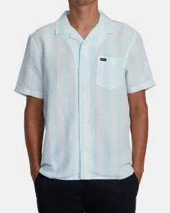 RVCA LOVE STRIPE SHORT SLEEVE SHIRT Light Blue Hot