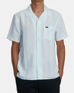 RVCA LOVE STRIPE SHORT SLEEVE SHIRT Light Blue Hot