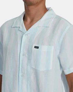 RVCA LOVE STRIPE SHORT SLEEVE SHIRT Light Blue Hot
