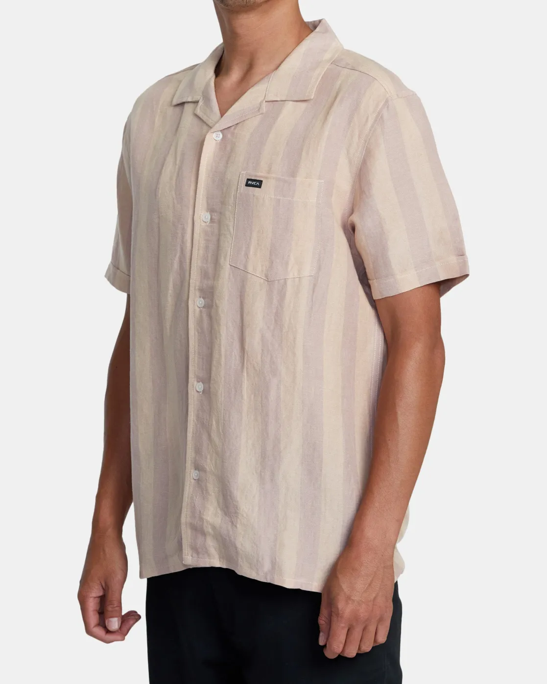 RVCA LOVE STRIPE SHORT SLEEVE SHIRT Pale Mauve Sale