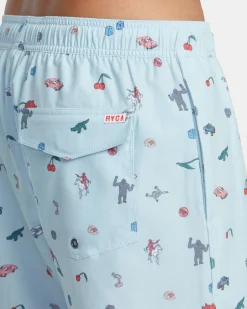 RVCA LUKE P ELASTIC WAIST BOARDSHORTS 17'' Light Blue Clearance