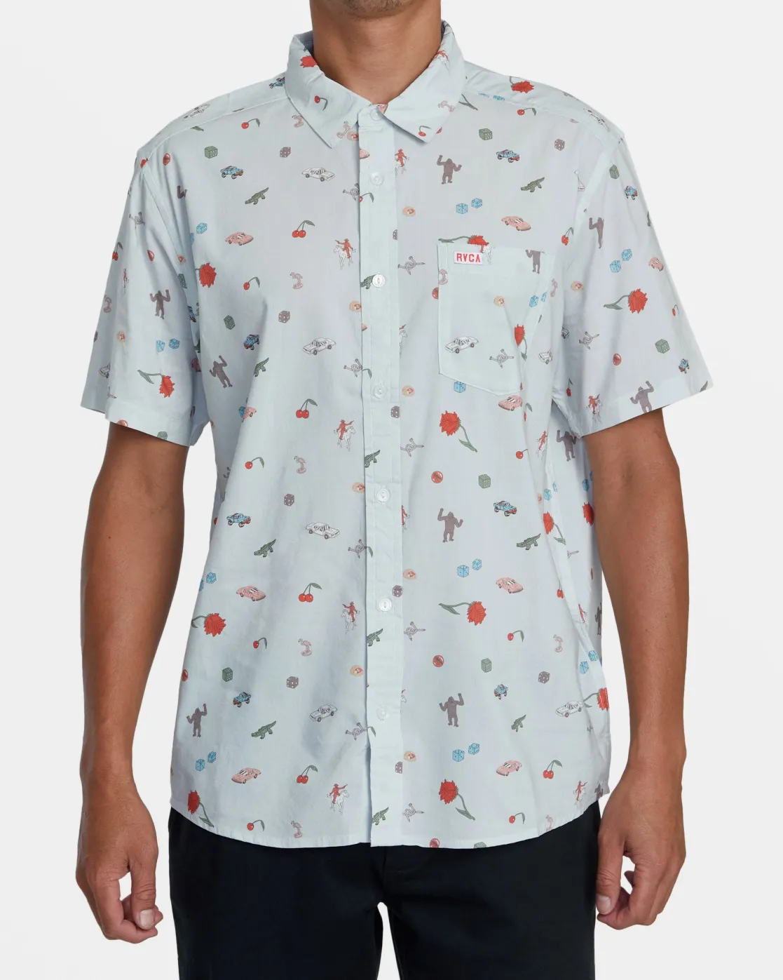 RVCA LUKE P SHORT SLEEVE SHIRT Light Blue Clearance