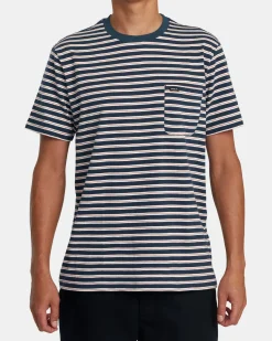 RVCA MAGNOLIA CREW SHORT SLEEVE KNIT Petrol Blue Clearance