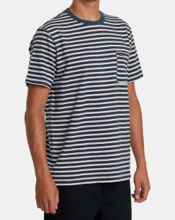 RVCA MAGNOLIA CREW SHORT SLEEVE KNIT Petrol Blue Clearance