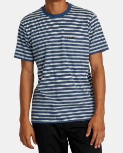 RVCA MAGNOLIA CREW SHORT SLEEVE KNIT Dark Denim Clearance