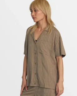 RVCA MASON BUTTON DOWN SHIRT Dark Khaki Outlet