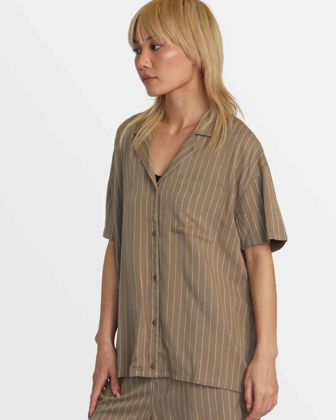 RVCA MASON BUTTON DOWN SHIRT Dark Khaki Outlet