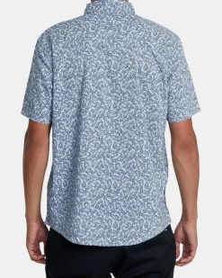 RVCA MICRO GARDEN SHORT SLEEVE SHIRT Blue Tide