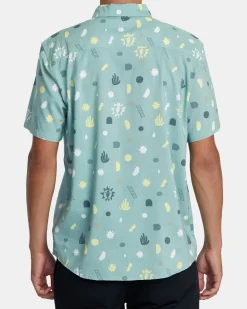 RVCA MORNING GLORY SHORT SLEEVE SHIRT Granite Green Clearance