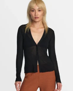 RVCA MORTICIA SWEATER TOP Black Discount