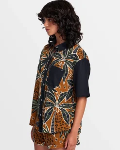 RVCA NAUTI SHIRT SHORT SLEEVE SHIRT Camel Sale
