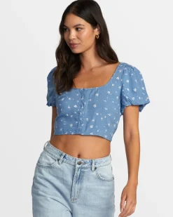 RVCA NOVA CROP TOP Coronet Blue Discount