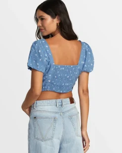 RVCA NOVA CROP TOP Coronet Blue Discount