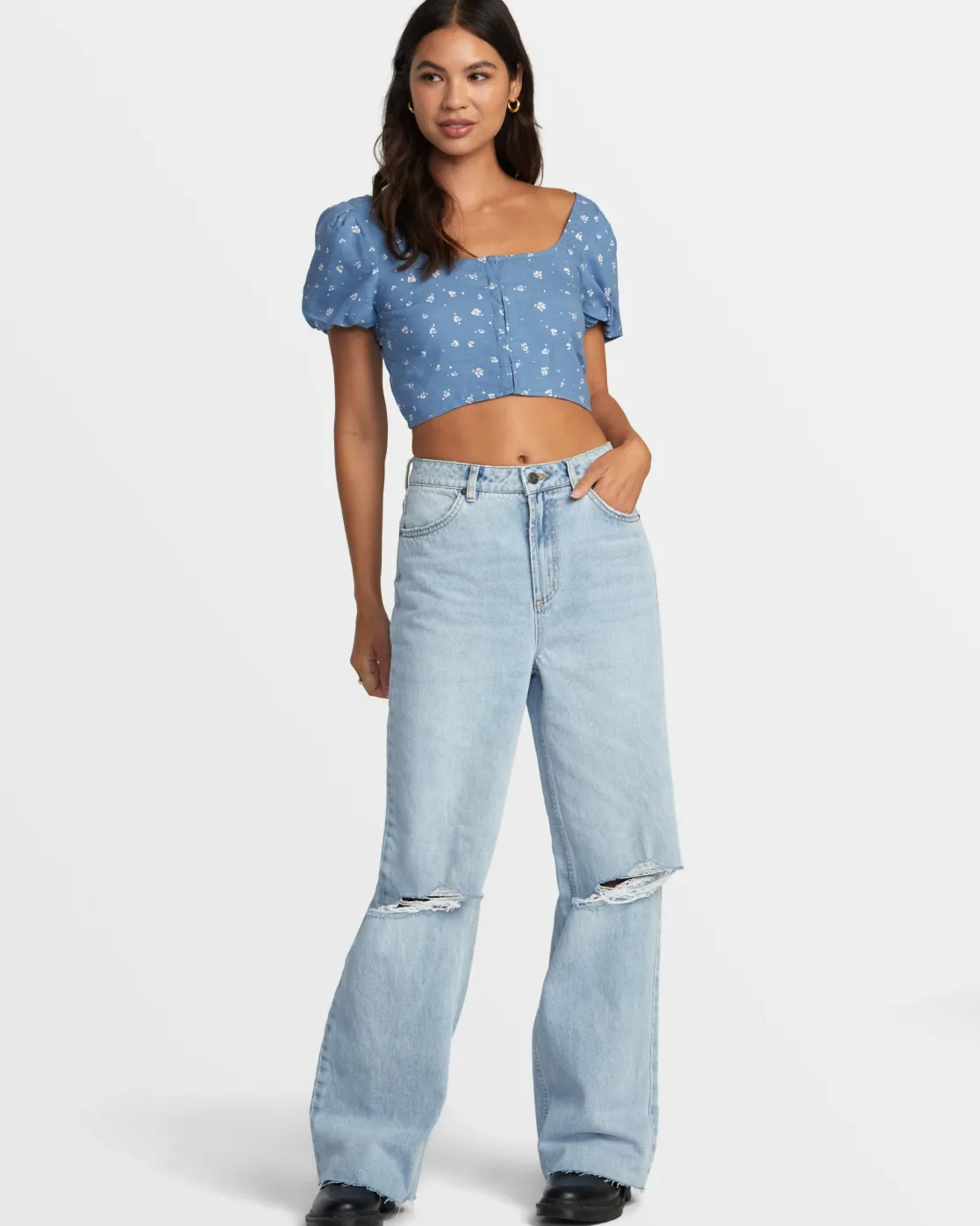 RVCA NOVA CROP TOP Coronet Blue Discount
