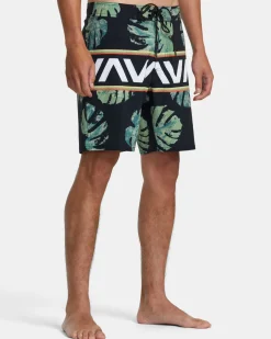 RVCA OBLOW HAWAII BANDED BOARDSHORTS 18'' Black Clearance