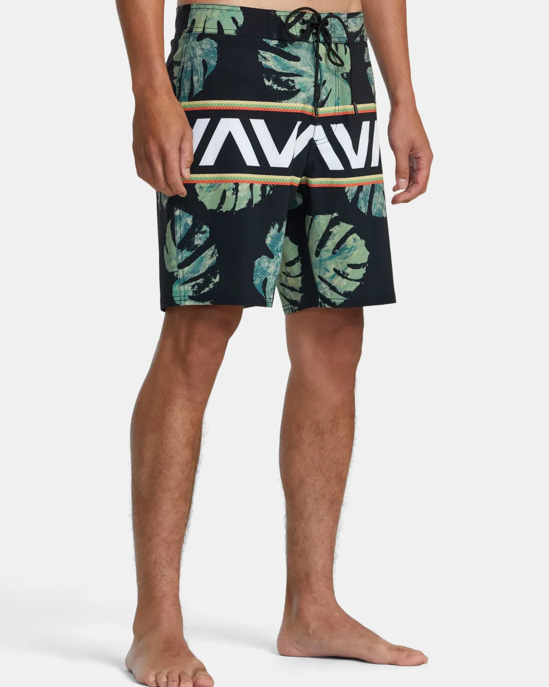 RVCA OBLOW HAWAII BANDED BOARDSHORTS 18'' Black Clearance