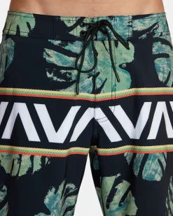RVCA OBLOW HAWAII BANDED BOARDSHORTS 18'' Black Clearance