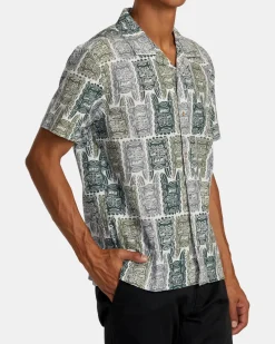 RVCA OBLOW TAPA SHORT SLEEVE SHIRT Antique White Discount