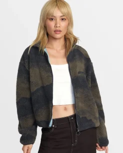 RVCA OH HUSH SHERPA JACKET Green Haze Best