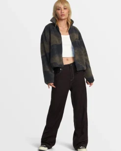 RVCA OH HUSH SHERPA JACKET Green Haze Best