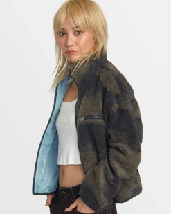 RVCA OH HUSH SHERPA JACKET Green Haze Best