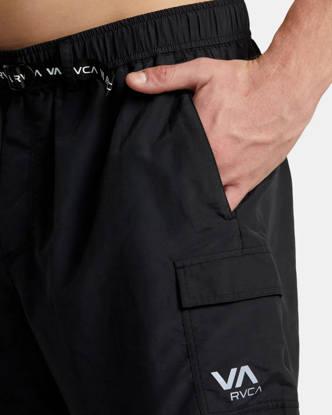 RVCA OUTSIDER PACKABLE CARGO SHORTS UTILITY SHORTS Black Clearance