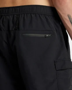 RVCA OUTSIDER PACKABLE CARGO SHORTS UTILITY SHORTS Black Clearance