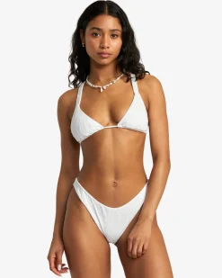 RVCA PALM GROOVES WIDE STRAP TRIANGLE BIKINI TOP Whisper White New