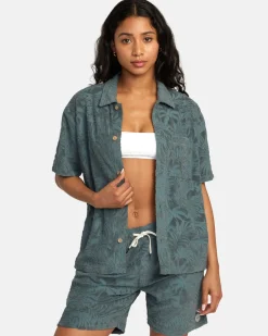 RVCA PALMS DOWN SHORT SLEEVE SHIRT Balsam Green