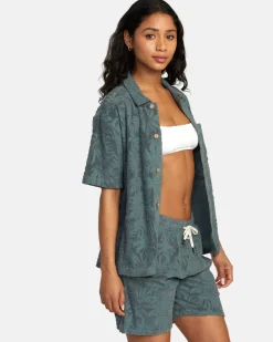 RVCA PALMS DOWN SHORT SLEEVE SHIRT Balsam Green