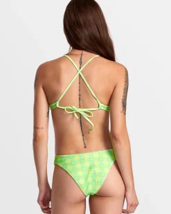 RVCA PICNIC CROSSBACK TRIANGLE BIKINI TOP Neon Green Clearance
