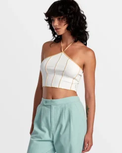 RVCA PIPER HALTER CROP TOP Latte Discount