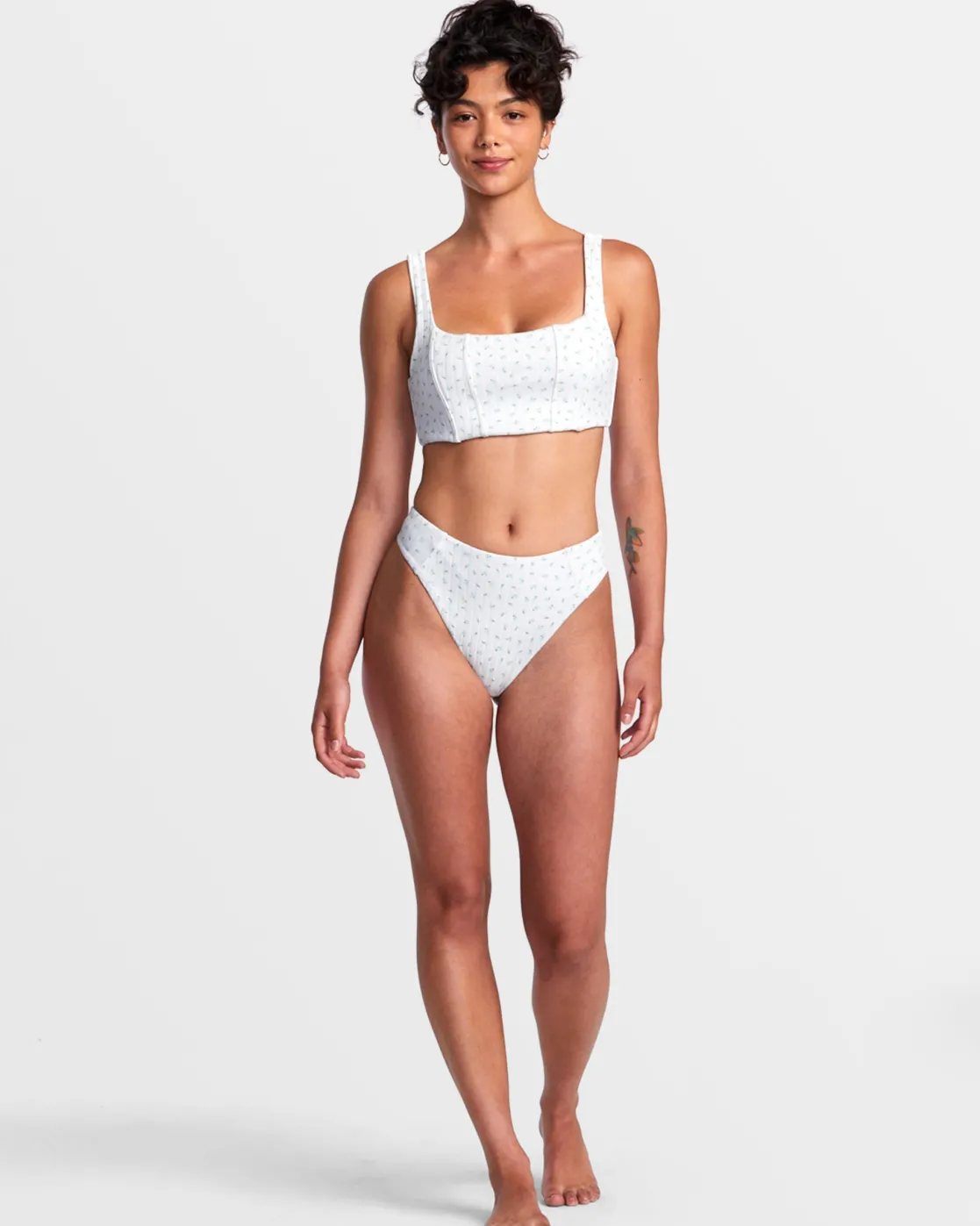 RVCA POINTE CORSET BIKINI TOP White Hot