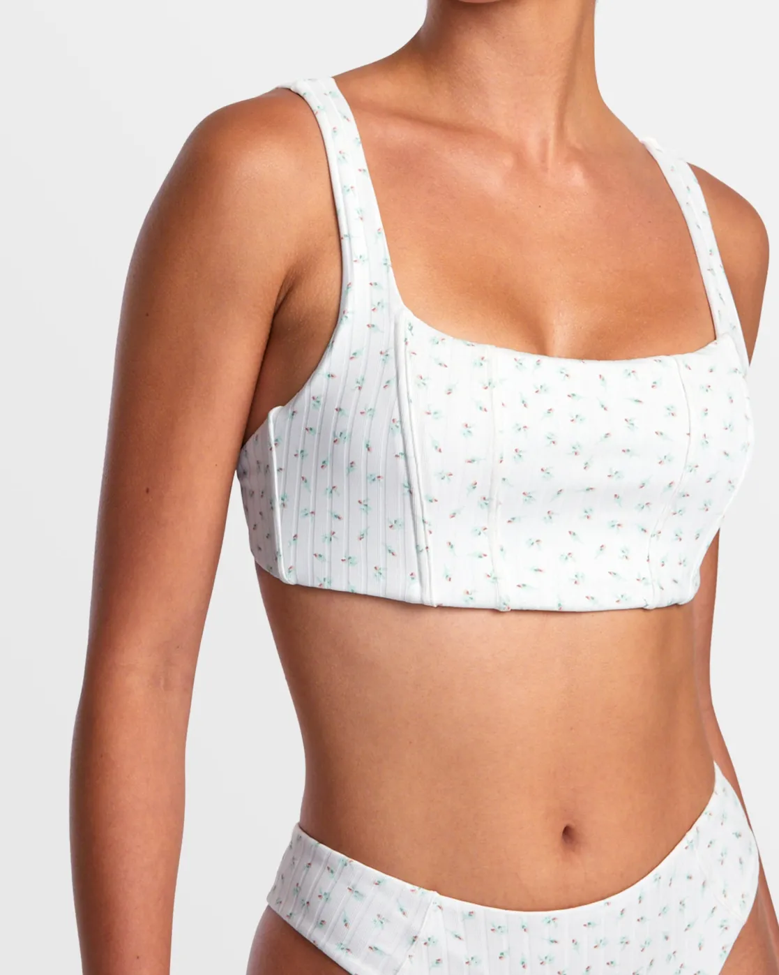 RVCA POINTE CORSET BIKINI TOP White Hot