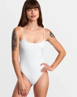 RVCA POINTE ONE-PIECE SWIMSUIT White New