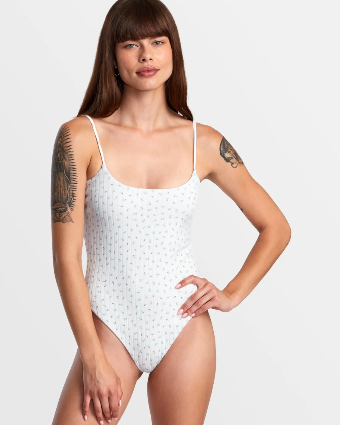 RVCA POINTE ONE-PIECE SWIMSUIT White New