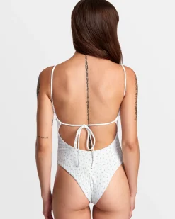 RVCA POINTE ONE-PIECE SWIMSUIT White New