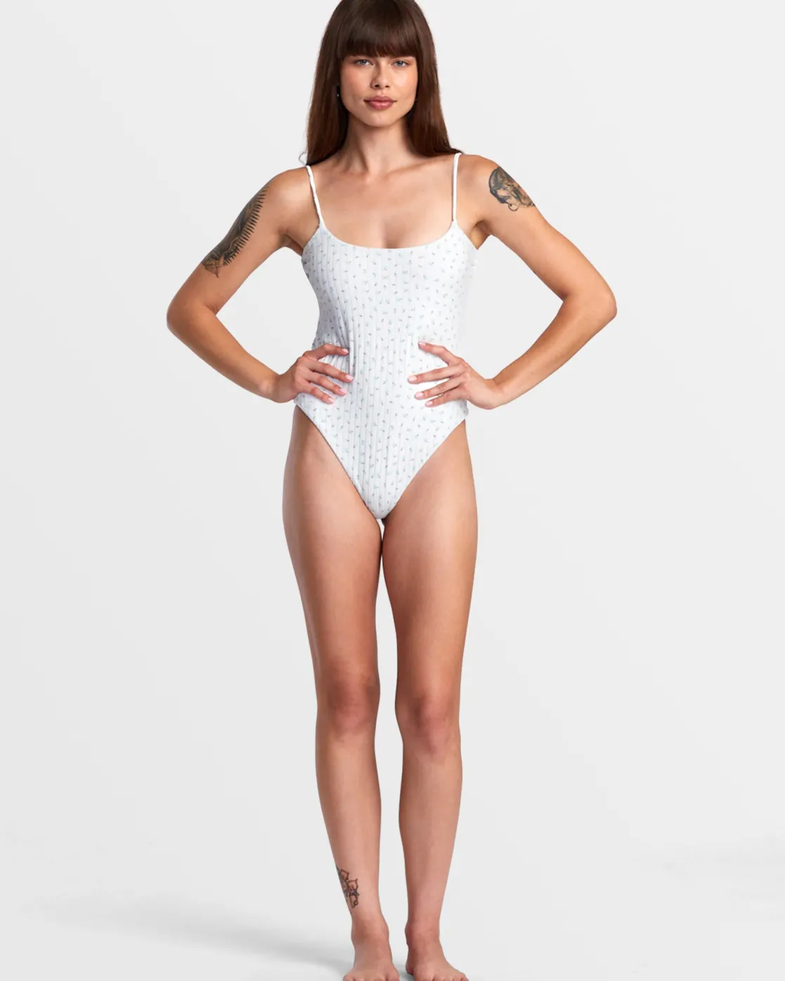 RVCA POINTE ONE-PIECE SWIMSUIT White New