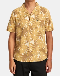 RVCA POP FLORAL SHORT SLEEVE SHIRT Khaki Discount