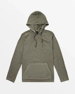 RVCA PTC PIGMENT HOODED LONG SLEEVE TEE Mushroom Sale
