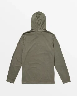RVCA PTC PIGMENT HOODED LONG SLEEVE TEE Mushroom Sale