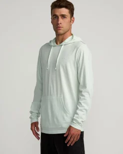 RVCA PTC PIGMENT HOODED LONG SLEEVE TEE Light Blue Discount