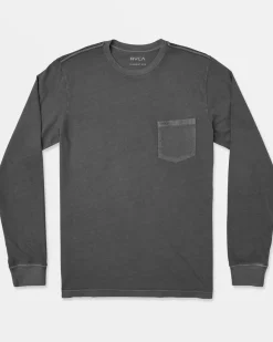 RVCA PTC PIGMENT LONG SLEEVE TEE Pirate Black Clearance