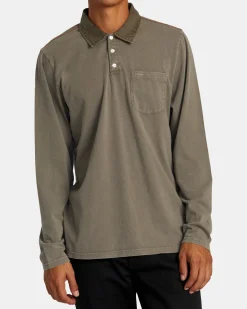 RVCA PTC POLO II LONG SLEEVE SHIRT Mushroom Hot