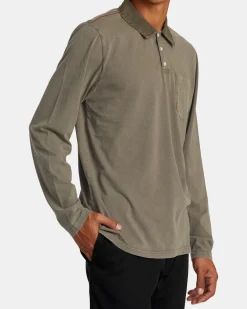 RVCA PTC POLO II LONG SLEEVE SHIRT Mushroom Hot