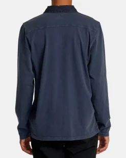 RVCA PTC POLO II LONG SLEEVE SHIRT Moody Blue New