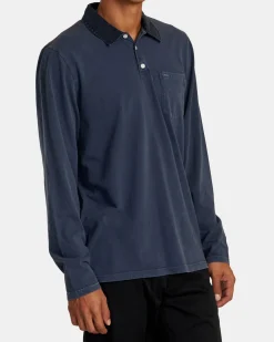 RVCA PTC POLO II LONG SLEEVE SHIRT Moody Blue New