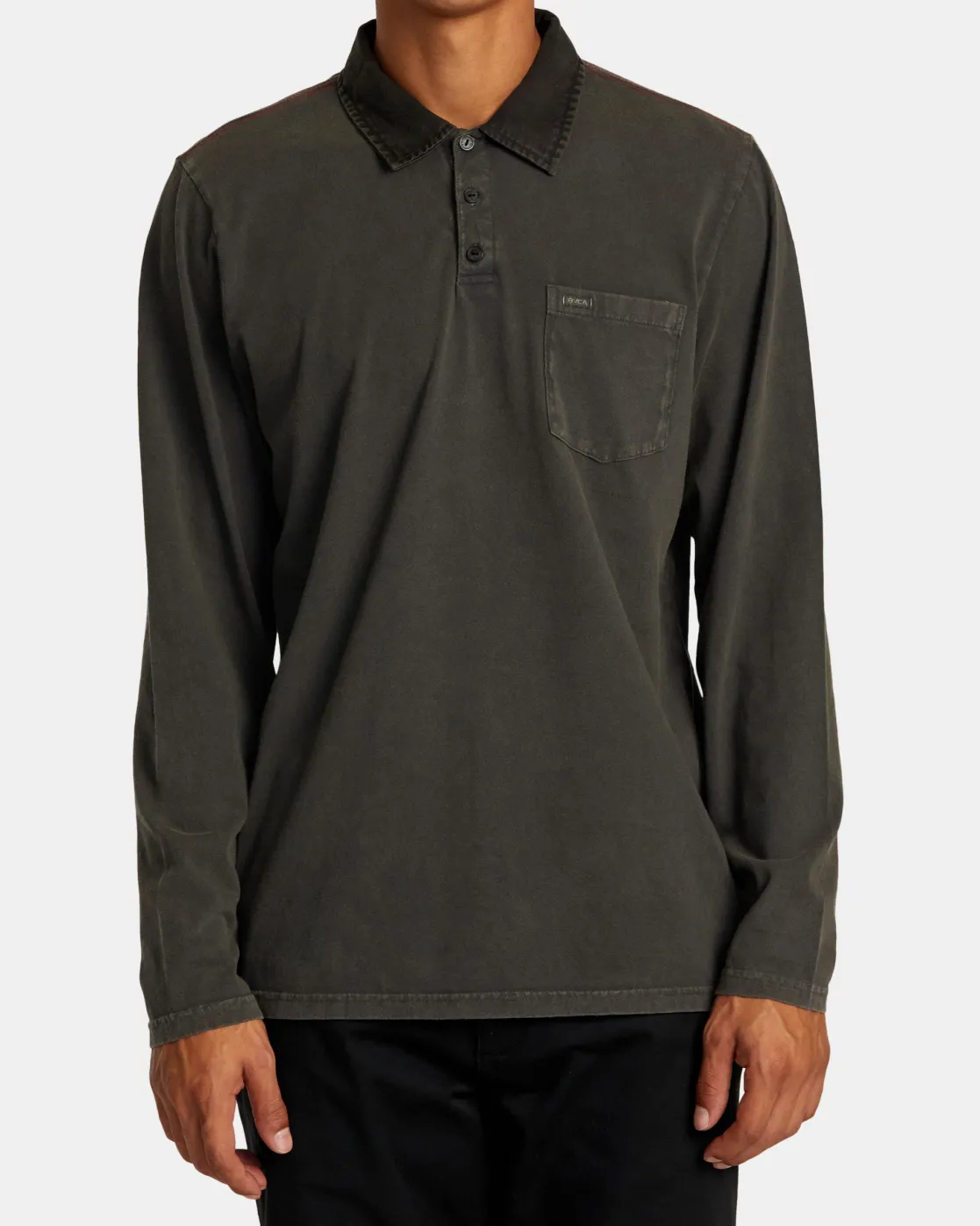 RVCA PTC POLO II LONG SLEEVE SHIRT Pirate Black Clearance