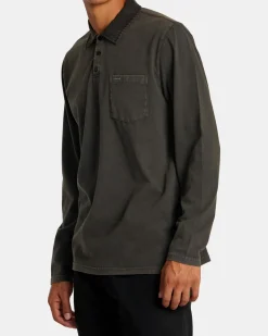 RVCA PTC POLO II LONG SLEEVE SHIRT Pirate Black Clearance
