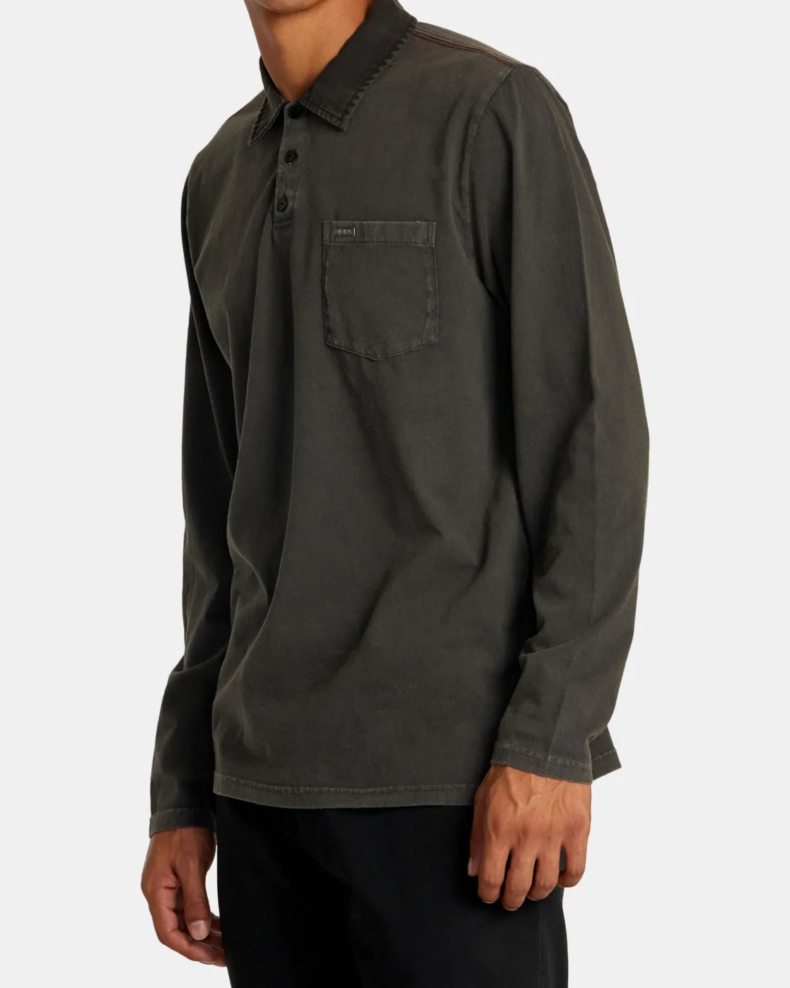 RVCA PTC POLO II LONG SLEEVE SHIRT Pirate Black Clearance
